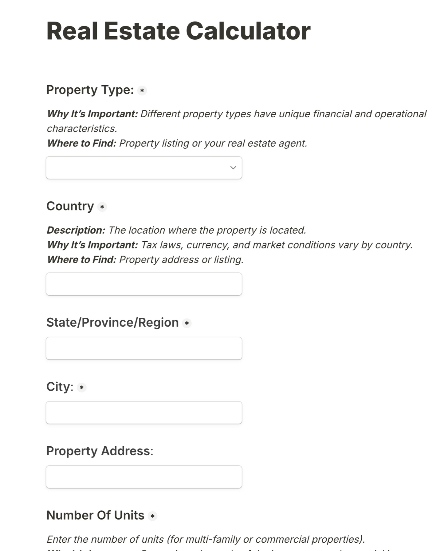 Real Estate Investor Calculator